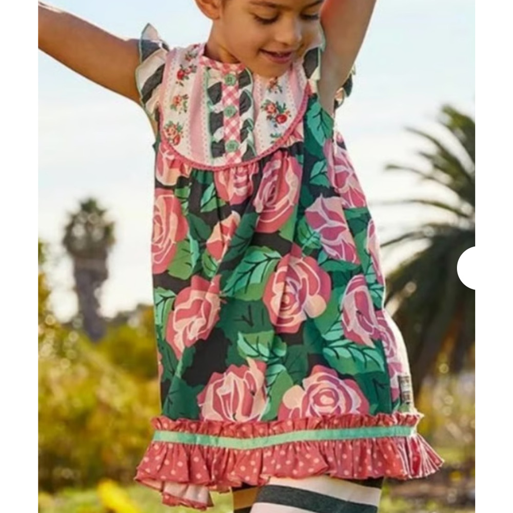 Matilda Jane Brilliant Daydream All Abloom Pink Roses Floral Dress Girls Sz 4